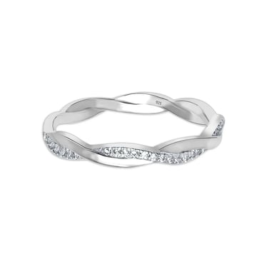 Women's Braided Ring with Cubic Zirconia in 925 Sterling Silver BIAN019