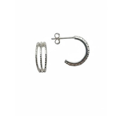 Women's Triple Hoop Earrings in 925 Sterling Silver BIPE077