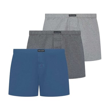 Lyle & Scott Mens Plain Jersey Knit Boxer Shorts (Pack of 3) (Grey/Blue)