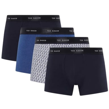 Ted Baker Mens Plain Boxer Shorts (Pack of 4) (Navy/Multicoloured)