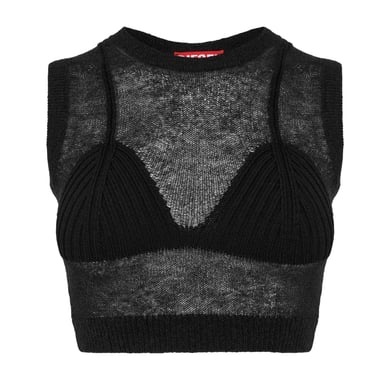 Diesel Womens/Ladies Arstica Knitted Crop Top (Black)