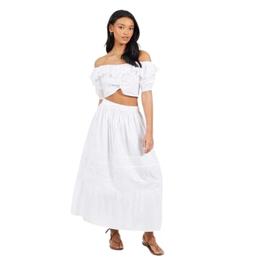 Brave Soul Womens/Ladies Bardot Crop Top (White)