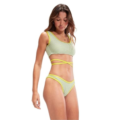 Speedo Womens/Ladies Gingham Bikini Bottoms (Green)