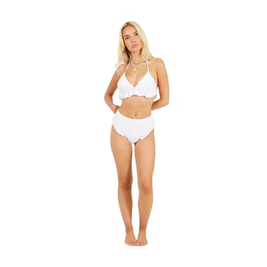 Brave Soul Womens/Ladies Frill High Waist Bikini Bottoms (White)