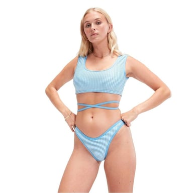 Speedo Womens/Ladies Gingham Bikini Bottoms (Light Blue)