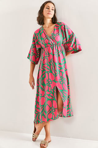 Floral V-Neck Maxi Dress with Bow