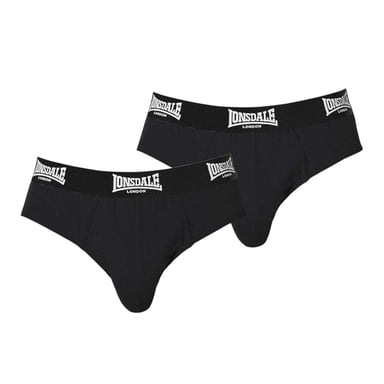 Lonsdale Mens Contrast Waistband Briefs (Pack of 2) (Black)