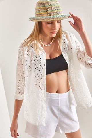 Embroidered Lace Woven Shirt
