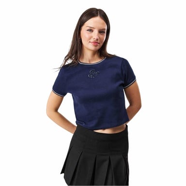 Jack Wills Womens/Ladies Slim Crop Top (Navy/White)