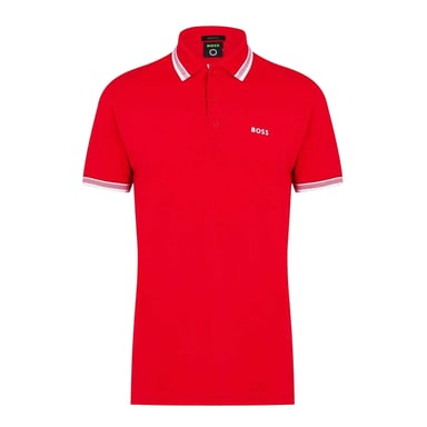 Boss Mens Paddy Contrast Tipped Polo Shirt (Red)