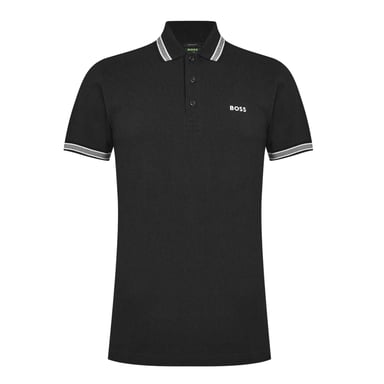 Boss Mens Paddy Contrast Tipped Polo Shirt (Black/White)