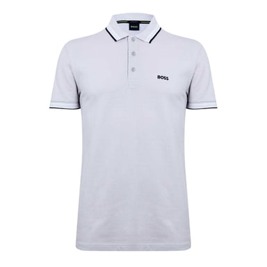 Boss Mens Paddy Contrast Tipped Polo Shirt (Light Grey)