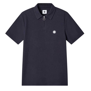 Pretty Green Mens Islington Quarter Zip Regular Polo Shirt (Navy)