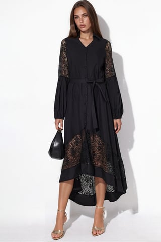 Embroidered Midi Wrap Dress