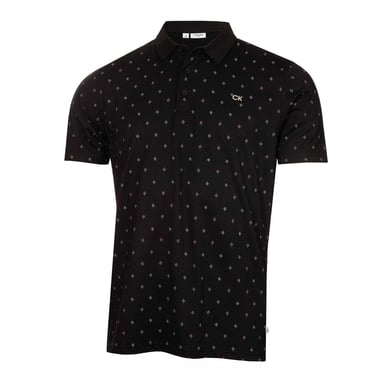 Calvin Klein Mens Logo Performance Golf Polo Shirt (Black)