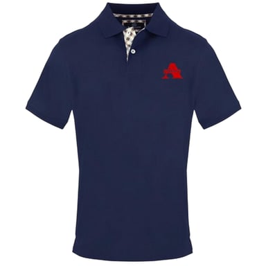 Aquascutum Mens Woven Embroidered Polo Shirt (Navy)