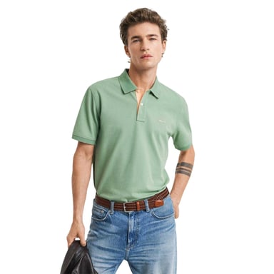 Gant Mens Pique Short-Sleeved Polo Shirt (Green)