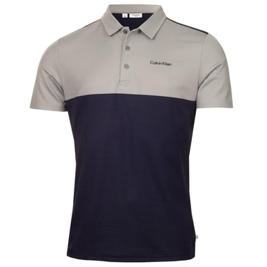 Calvin Klein Mens Embroidered Collared Polo Shirt (Navy/Silver)