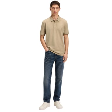 Hugo Mens Logo Pique Polo Shirt (Beige)