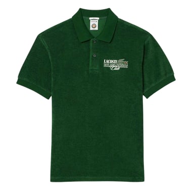 Lacoste Mens Roland-Garros Terrycloth Embroidered Polo Shirt (Green)