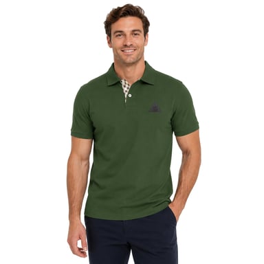 Aquascutum Mens Triangle Logo Collared Polo Shirt (Military Green)