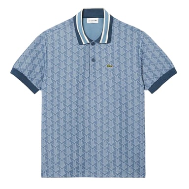 Lacoste Mens Monogram Jacquard Polo Shirt (Blue)