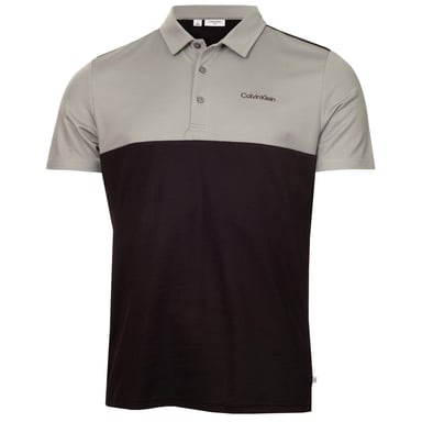 Calvin Klein Mens Embroidered Collared Polo Shirt (Black/Silver)
