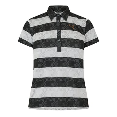 Puma Womens/Ladies Bordered Stripes Polo Shirt (Black/White)