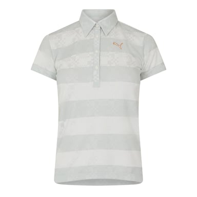 Puma Womens/Ladies Bordered Stripes Polo Shirt (Grey/White)