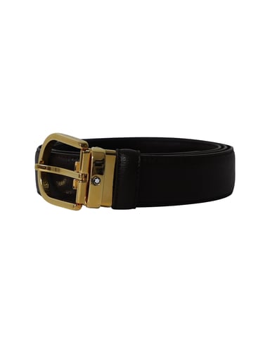 Montblanc Logo-Engraved Buckle Belt in Brown Leather