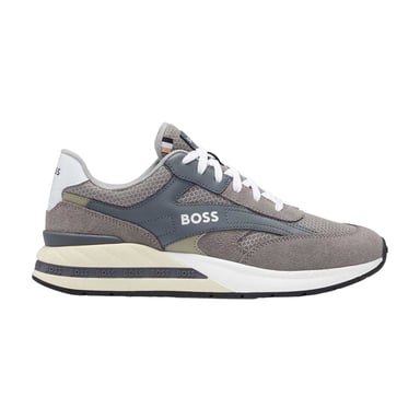 Boss Mens Kurt Leather Running Trainers (Grey)