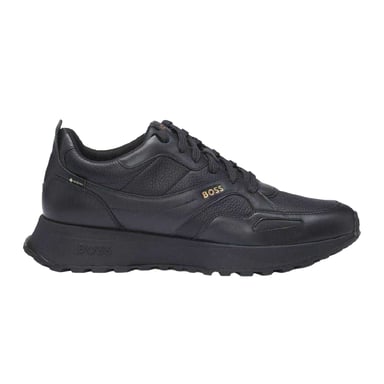 Boss Mens Jonah Runn Leather Lace Up Trainers (Dark Blue)