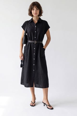 Belted Midi Shirt Dress