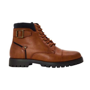Original Penguin Mens Plain Leather Combat Boots (Brown)