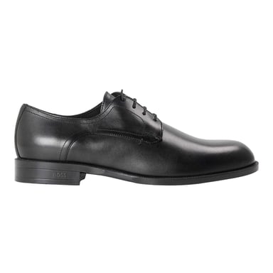 Boss Mens Leather Low Block Heel Derby Shoes (Black)