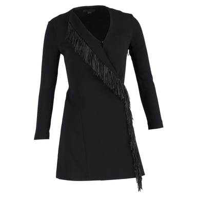 Alexander Wang Fringe Wrap Mini Dress in Black Viscose