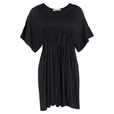 Stella Mccartney Tie Waist Mini Dress in Black Cotton
