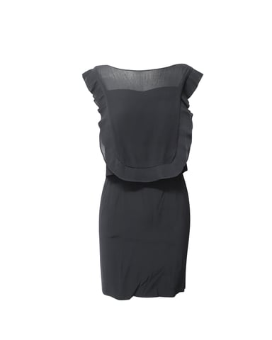 Sandro Paris Pleated Bib Sheath Dress in Black Viscose