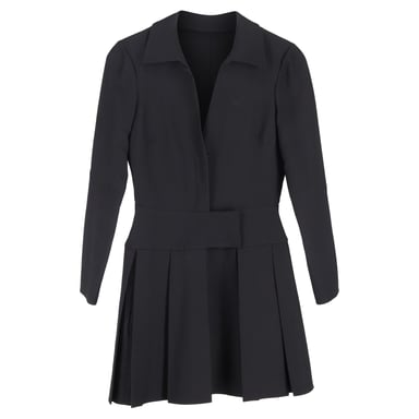 Valentino Pleated Mini Dress in Black Polyester
