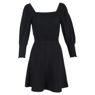 Sandro Ornela Smocked Mini Dress in Black Viscose