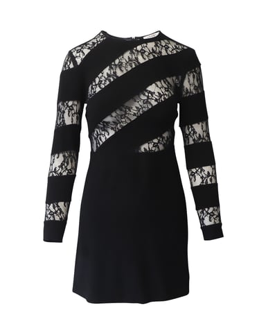 Sandro Paris Lace Cutout Dress in Black Polyester