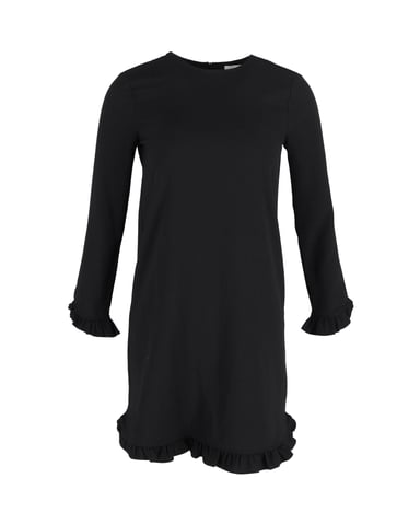 Ganni Ruffled Hem Dress in Black Polyester