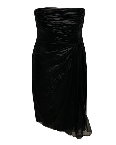 Valentino Ruched Strapless Mini Dress in Black Silk