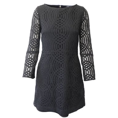 Maje Cutout Lace Mini Dress in Black Cotton