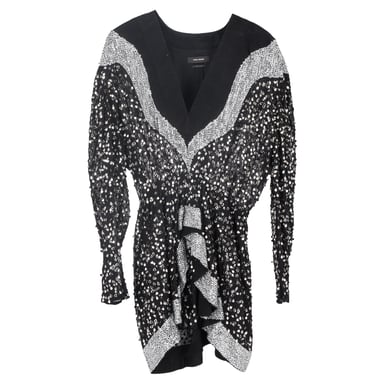 Isabel Marant Caldes Sequined-Embellished Mini Dress In Black Chiffon