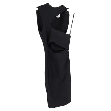 Herve Leger One Shoulder Cutout Mini Dress in Black Rayon