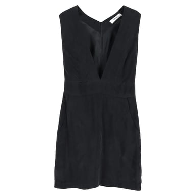 Anine Bing V-neck Mini Dress in Black Silk