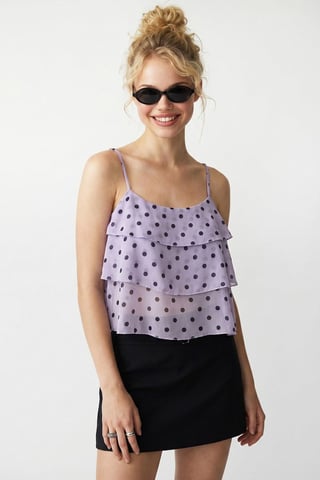 Polka Dot Chiffon Crop Top
