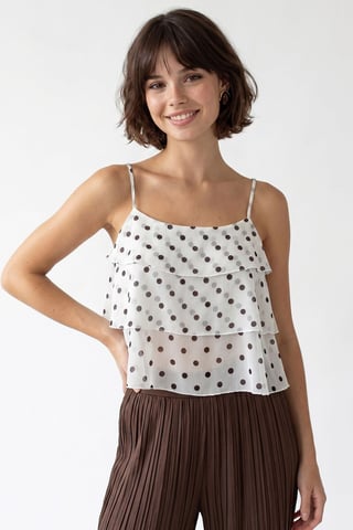 Polka Dot Chiffon Crop Top