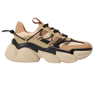 Steve Madden Womens/Ladies Chunky Sole Shoes (Khaki/Black)